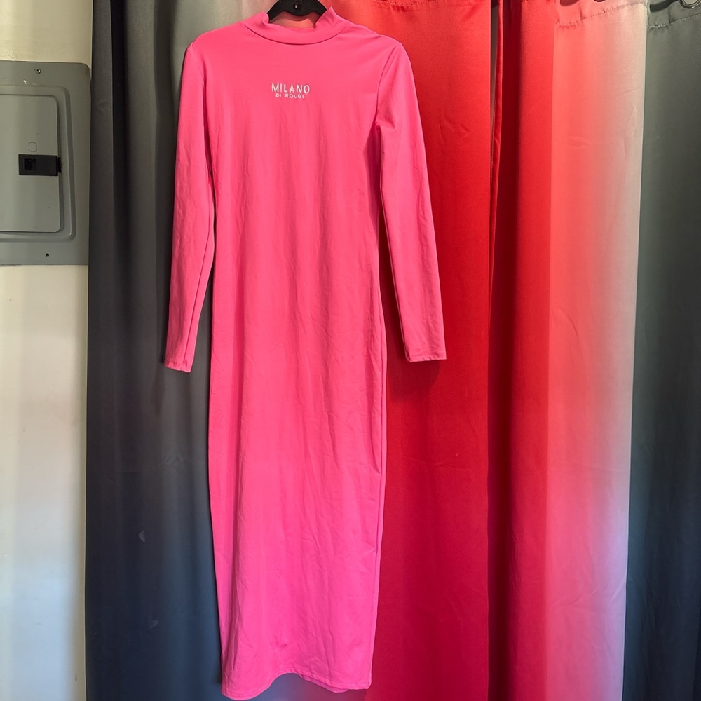 Milano Vibrant Pink Long Sleeve Dress